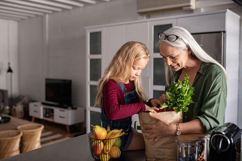 Grandmother and granddaughter