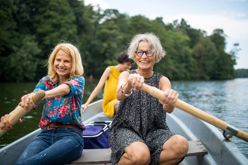 Women rowing boat